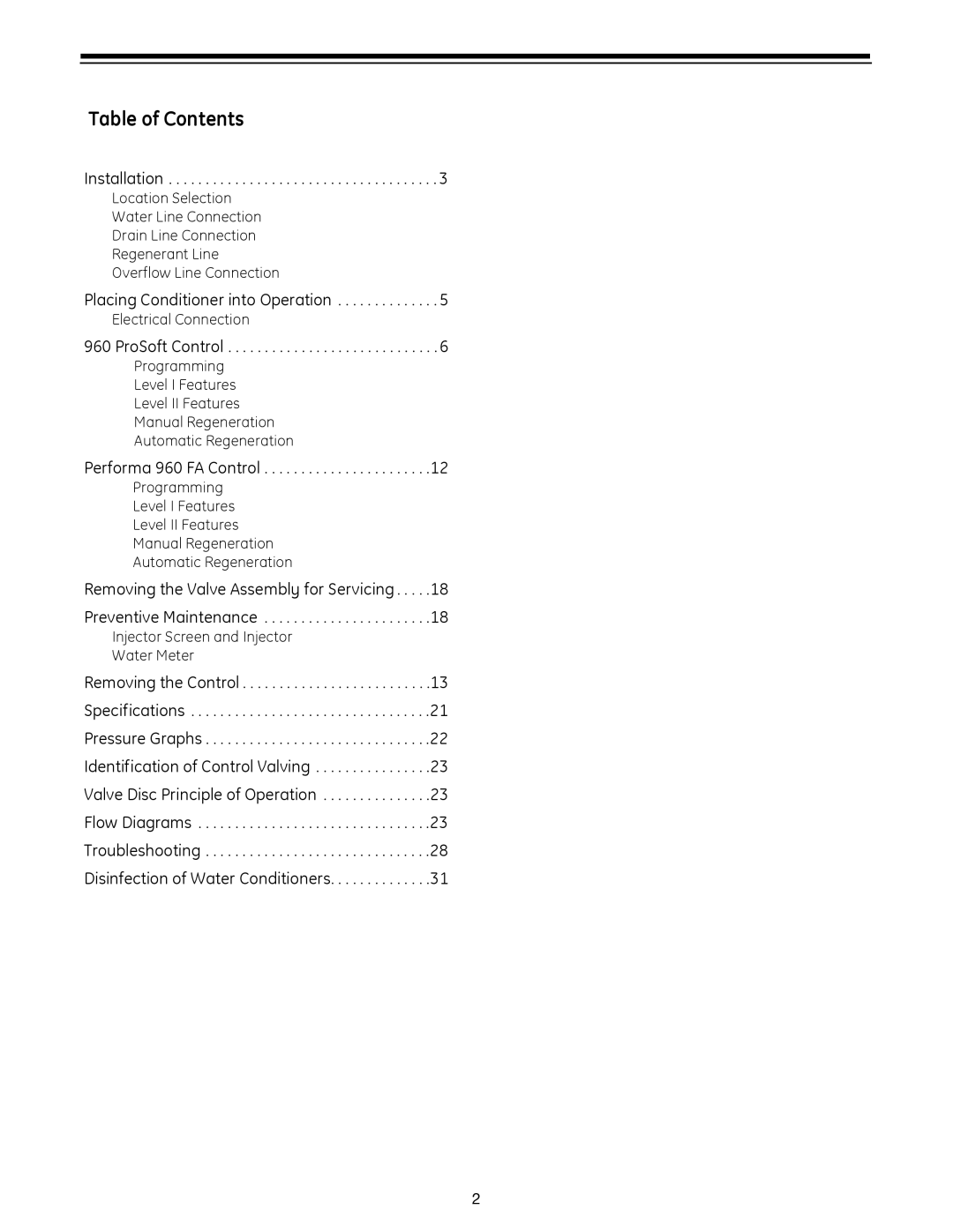 GE 960 Series manual Table of Contents 