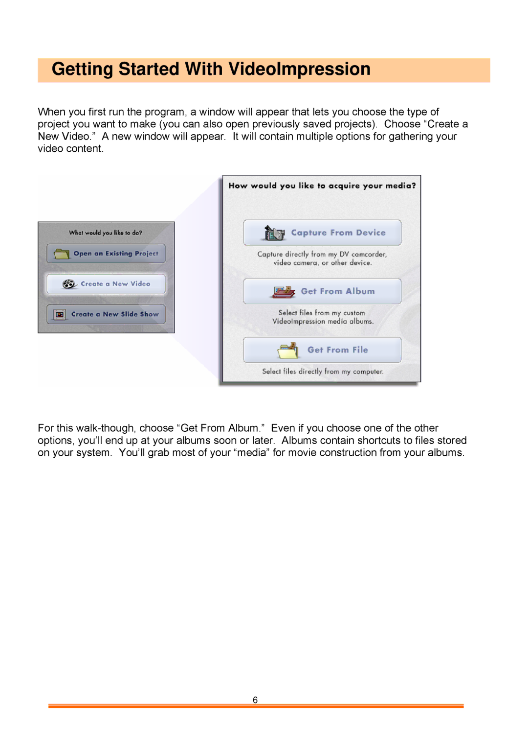 GE 98063 instruction manual Getting Started With VideoImpression 