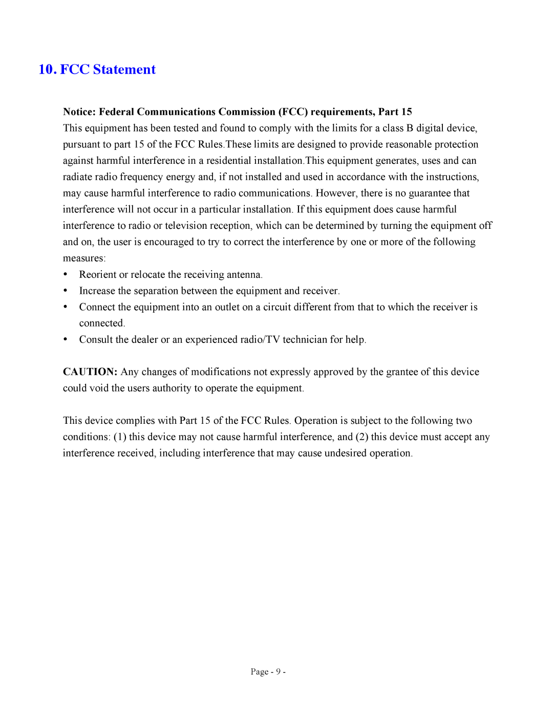 GE 98706, 98109, 98091 user manual FCC Statement 