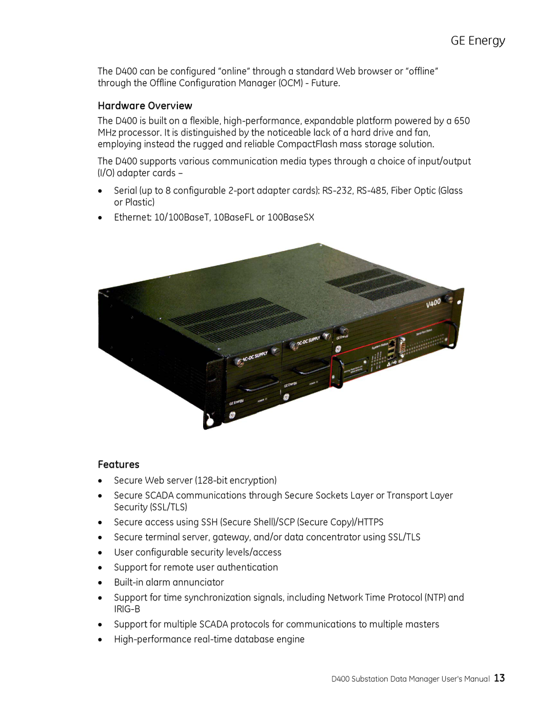 GE 994-0089 user manual Hardware Overview, Features 