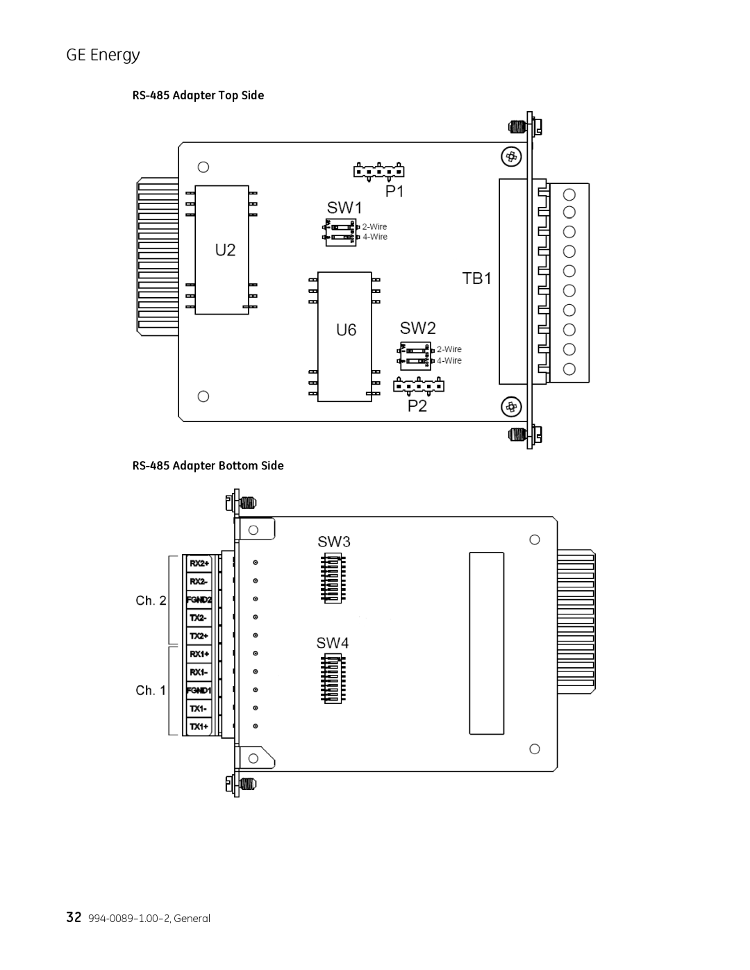 GE 994-0089 user manual RS-485 Adapter Top Side RS-485 Adapter Bottom Side 