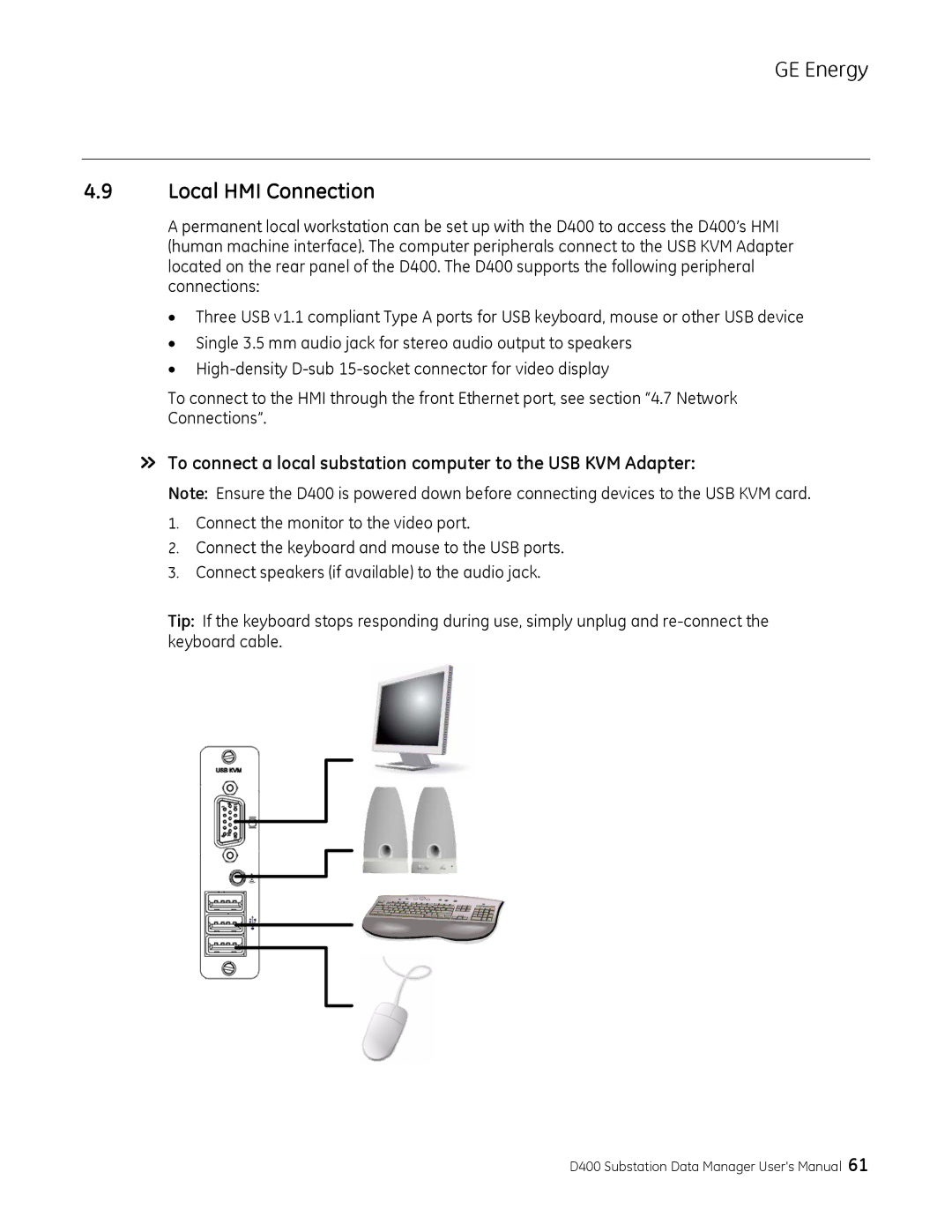 GE 994-0089 user manual Local HMI Connection 