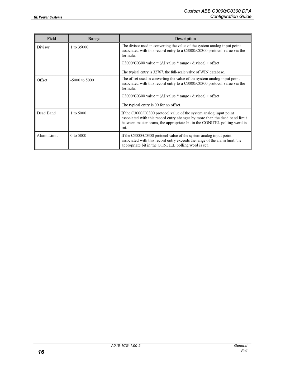 GE A016-1CG manual GE Power Systems 