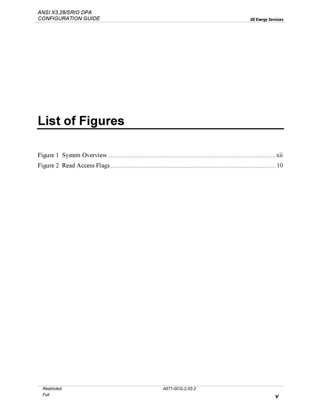 GE A071-0CG manual List of Figures, System Overview Xii Read Access Flags 