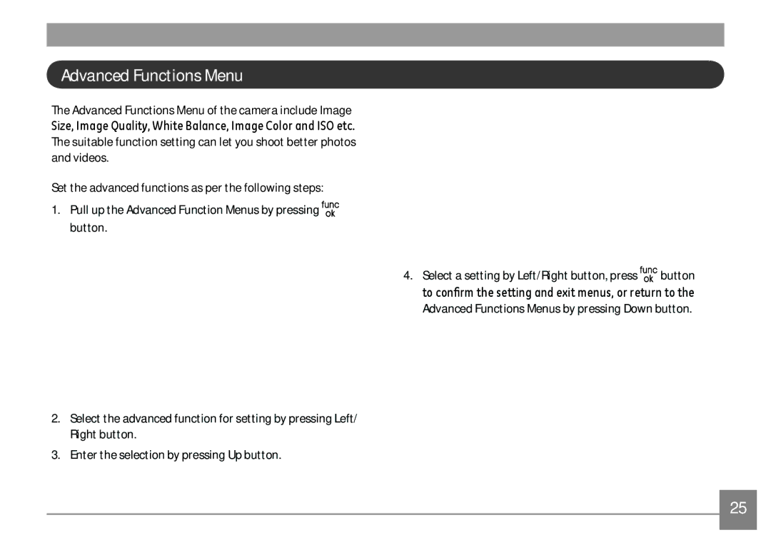 GE A1455-SL, A Series : A1255 user manual Advanced Functions Menu 