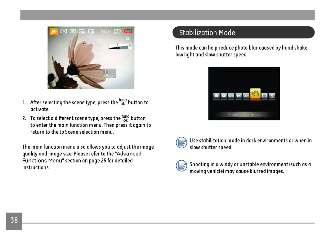 GE A Series : A1255, A1455-SL user manual Stabilization Mode 