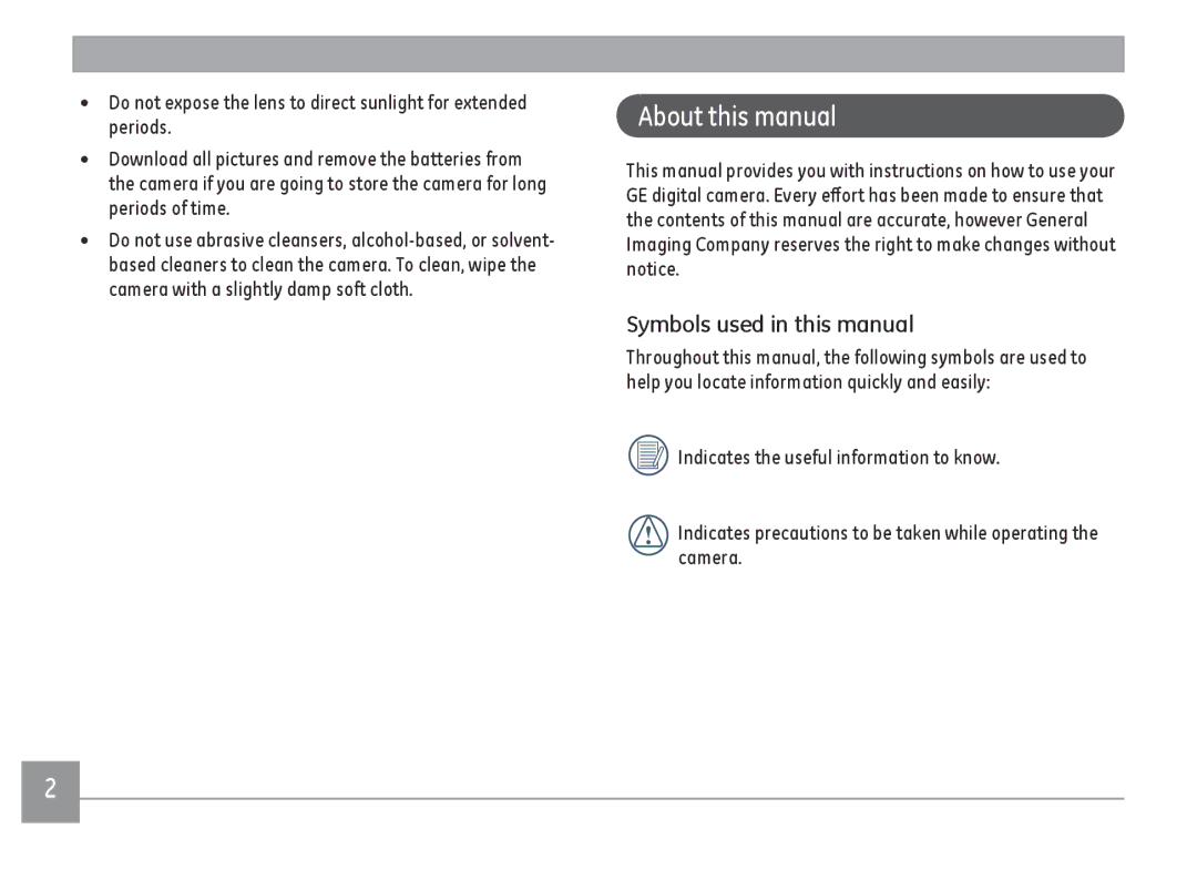 GE A Series : A1255, A1455-SL user manual About this manual, Symbols used in this manual 