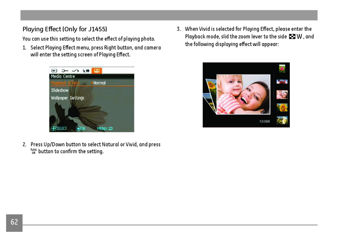 GE A Series : A1255, A1455-SL user manual Playing Effect Only for J1455 