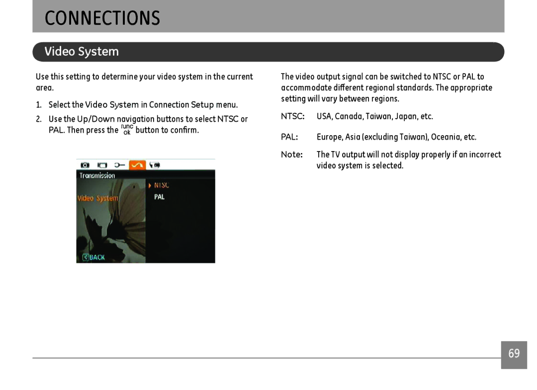 GE A1455-SL, A Series : A1255 user manual Connections, Video System 