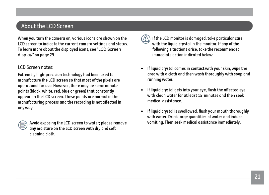 GE A1455RD, A1455SL, A1455BK user manual About the LCD Screen, LCD Screen notes 