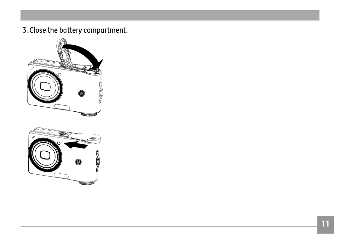 GE A730, A830 manual Close the battery compartment 