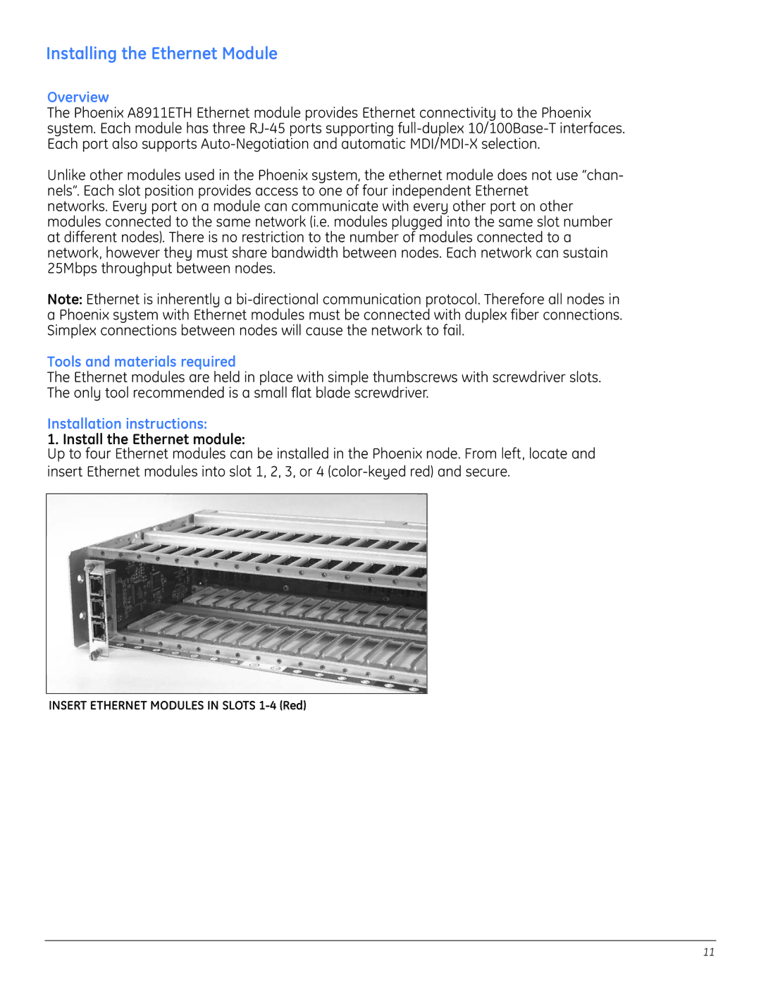 GE A8950CC installation instructions Installing the Ethernet Module, Install the Ethernet module 