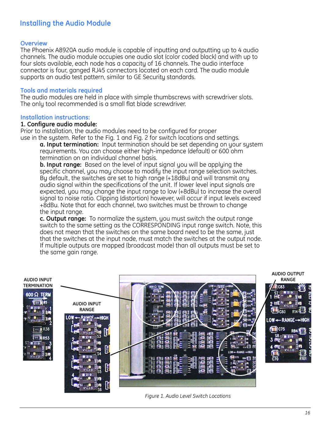 GE A8950CC installation instructions Installing the Audio Module, Configure audio module 