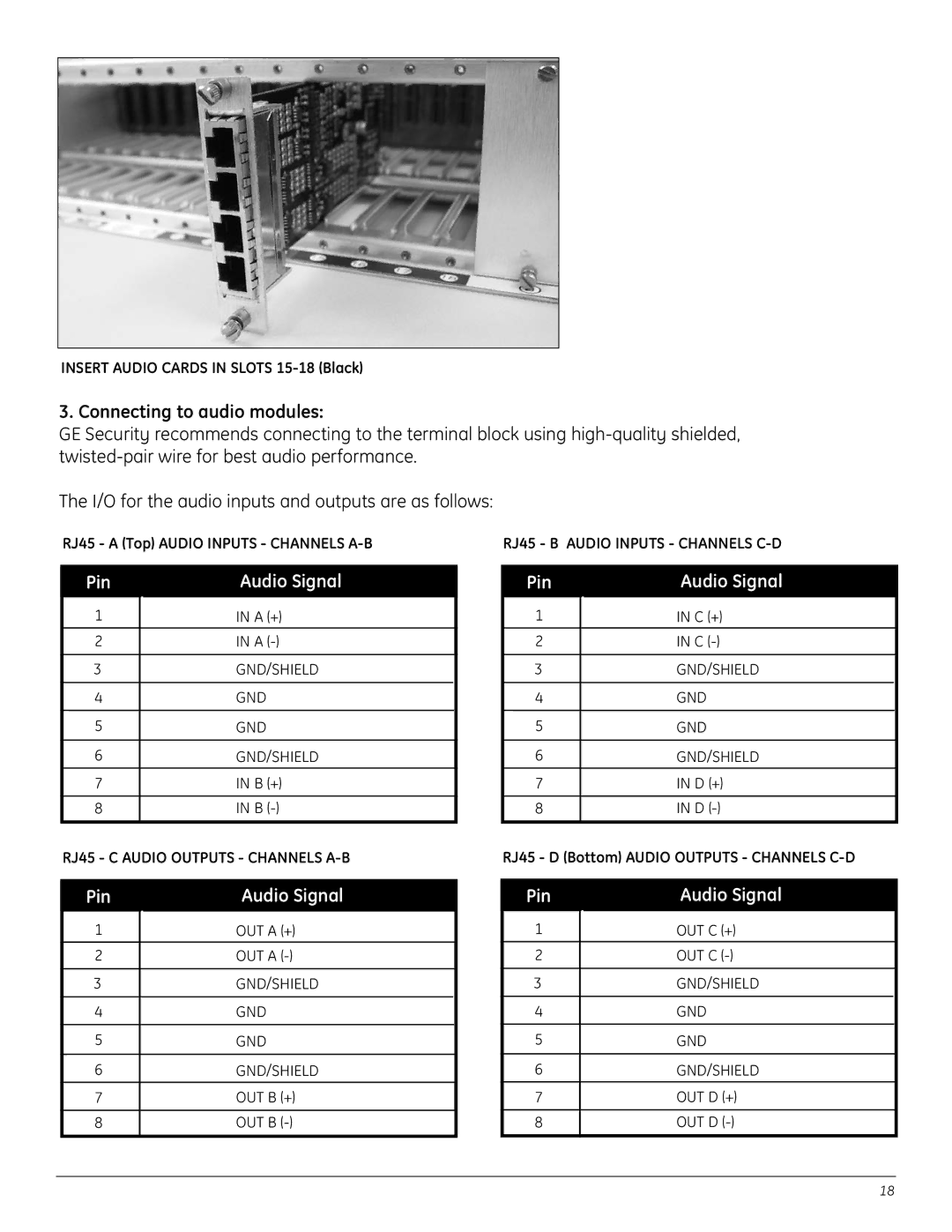 GE A8950CC installation instructions Connecting to audio modules 