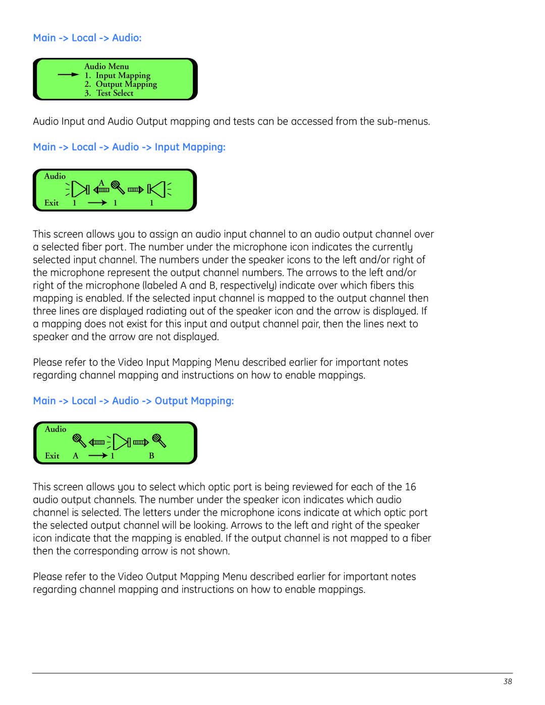 GE A8950CC installation instructions Main Local Audio Input Mapping, Main Local Audio Output Mapping 