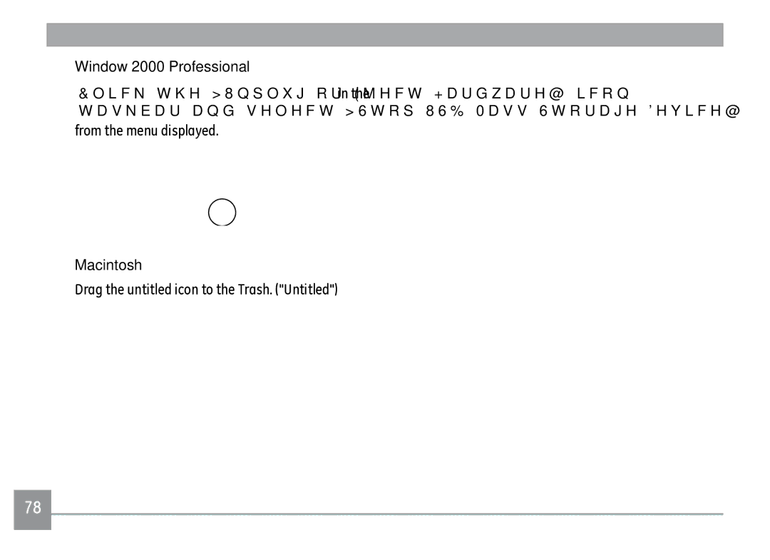 GE A1235SL Window 2000 Professional, From the menu displayed, Macintosh, Drag the untitled icon to the Trash. Untitled 