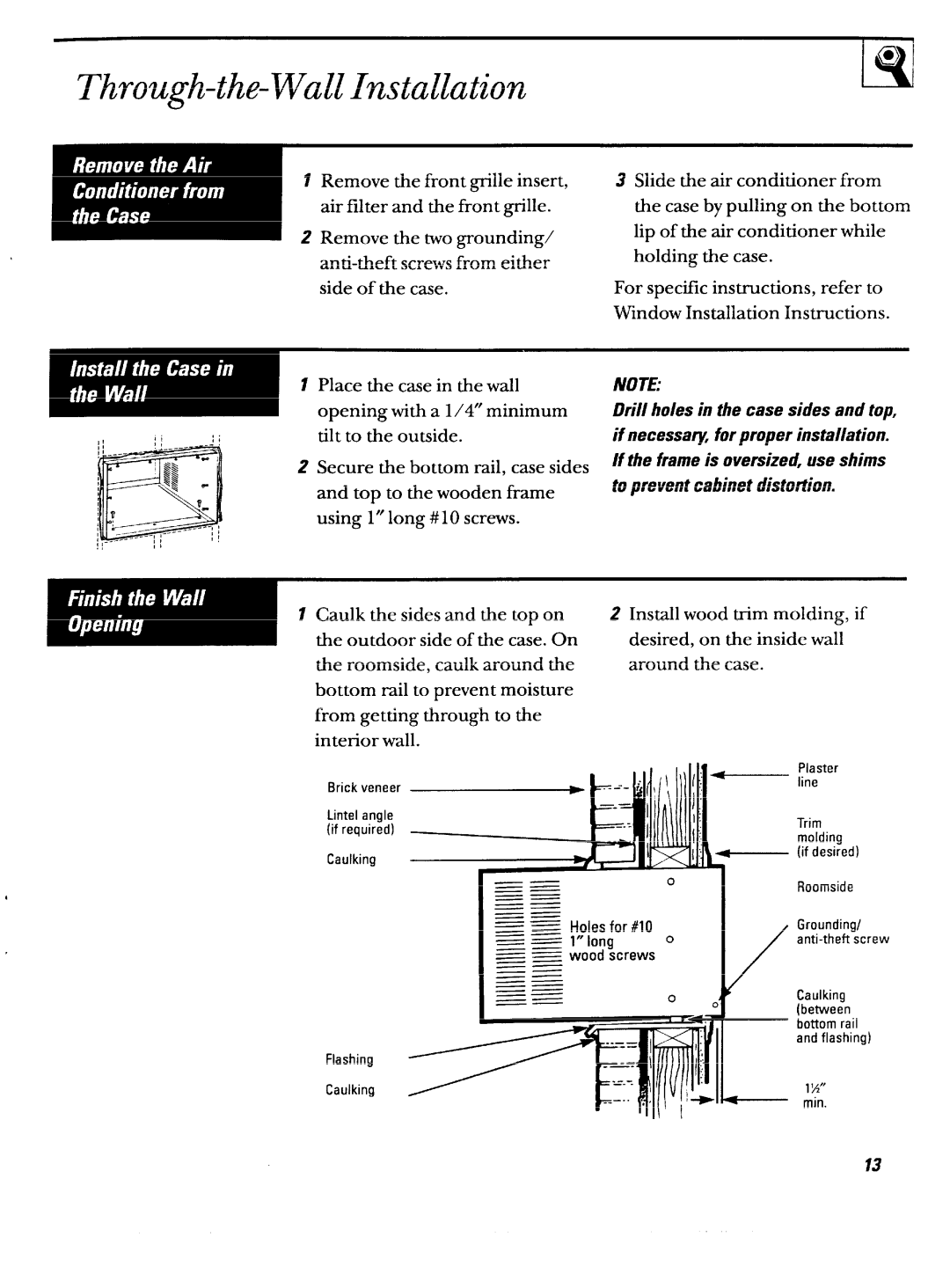 GE ABN12 operating instructions Through-the-WallInstallation 
