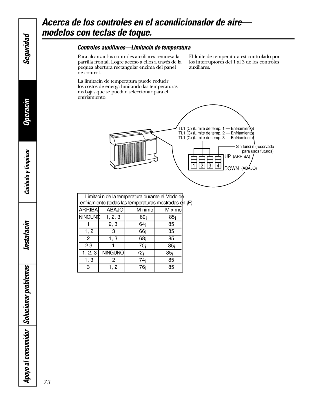 GE ACB AJCS 09 Apoyo al consumidor Solucionar problemas Instalación, Controles auxiliares-Limitación de temperatura 
