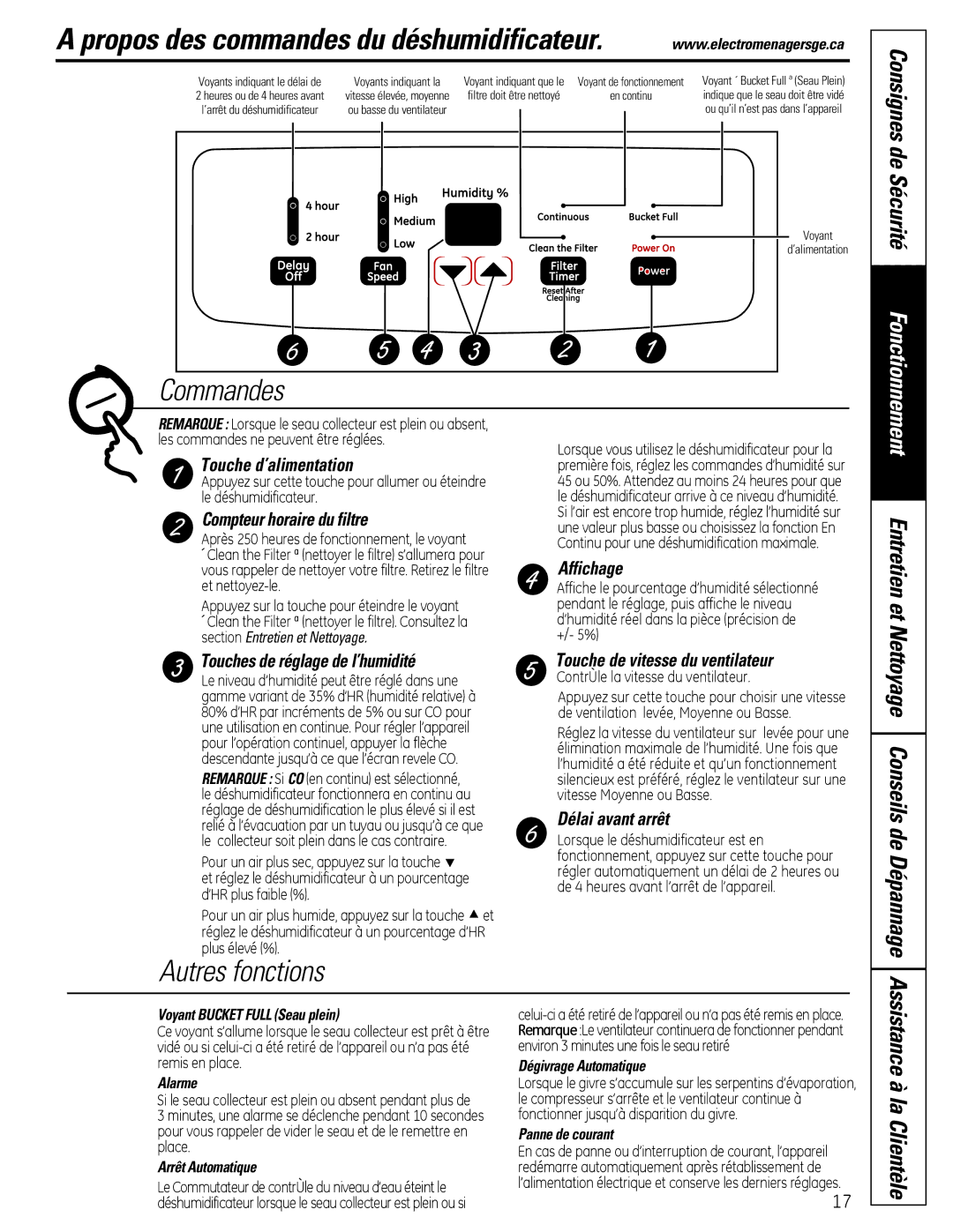 GE ADER30, ADER50, ADER65, ADEH50, ADER40 owner manual Consignes de Sécurité 