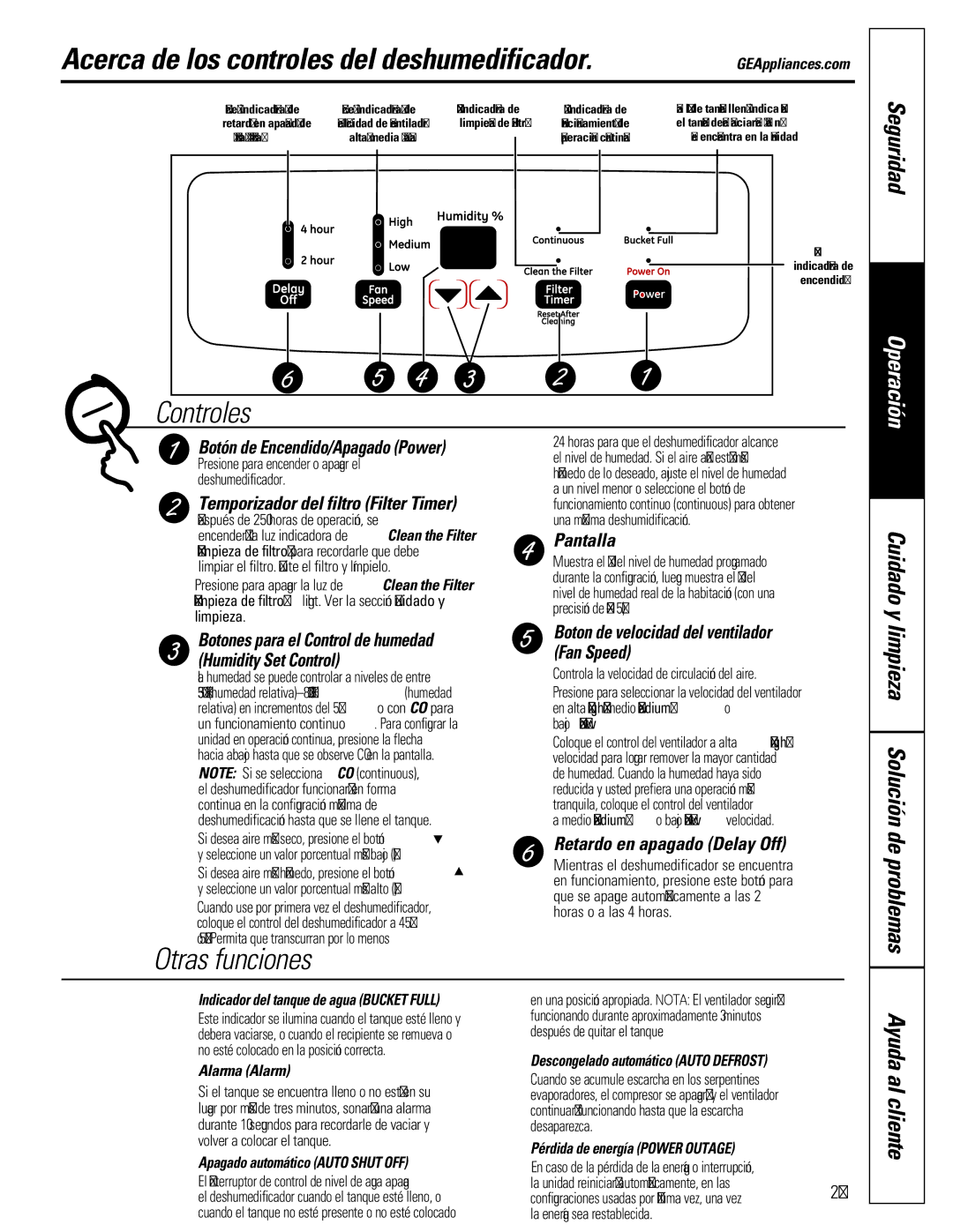 GE ADEW30, ADEW65, ADEW50 owner manual Seguridad, Cuidado y limpieza Solución de problemas Ayuda al cliente 