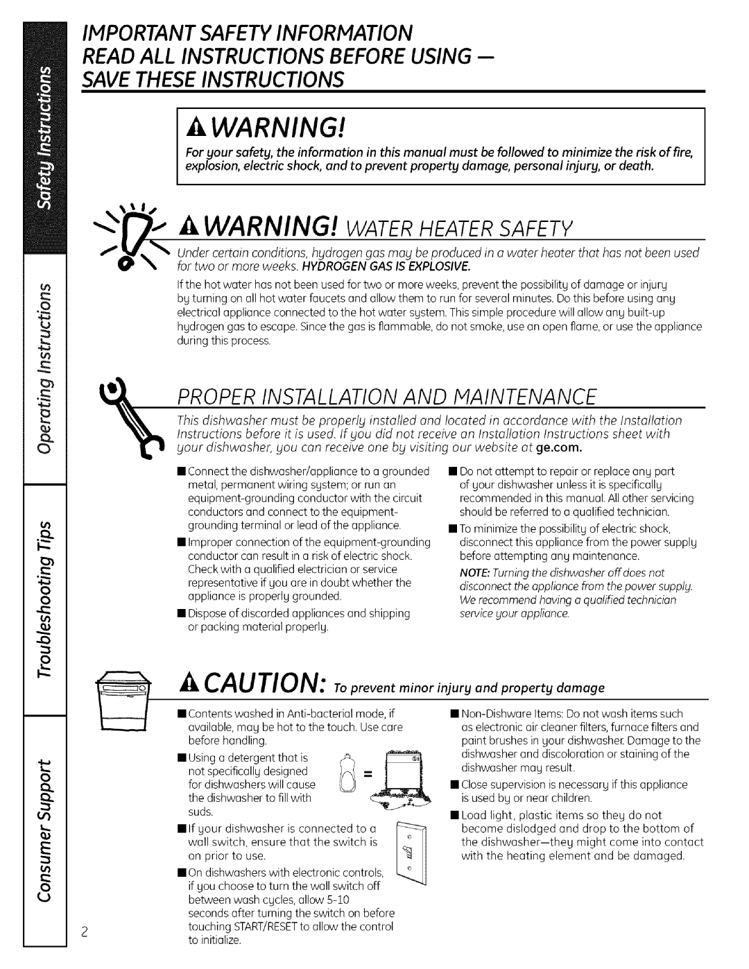 GE ADW! 000 SERIES operating instructions Properinstallationand Maintenance 