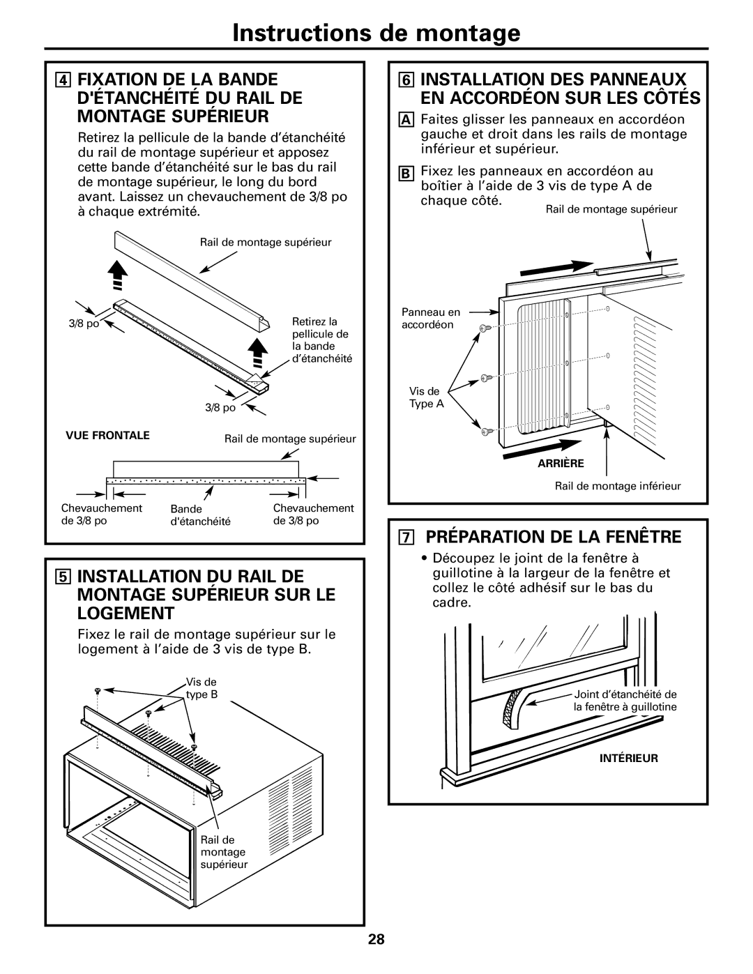 GE AEM10 owner manual Installation DU Rail DE Montage Supérieur SUR LE Logement, Préparation DE LA Fenêtre 