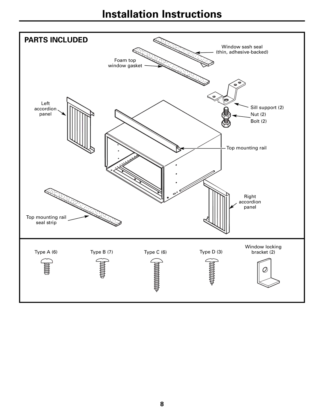 GE AEM10 owner manual Installation Instructions, Parts Included 