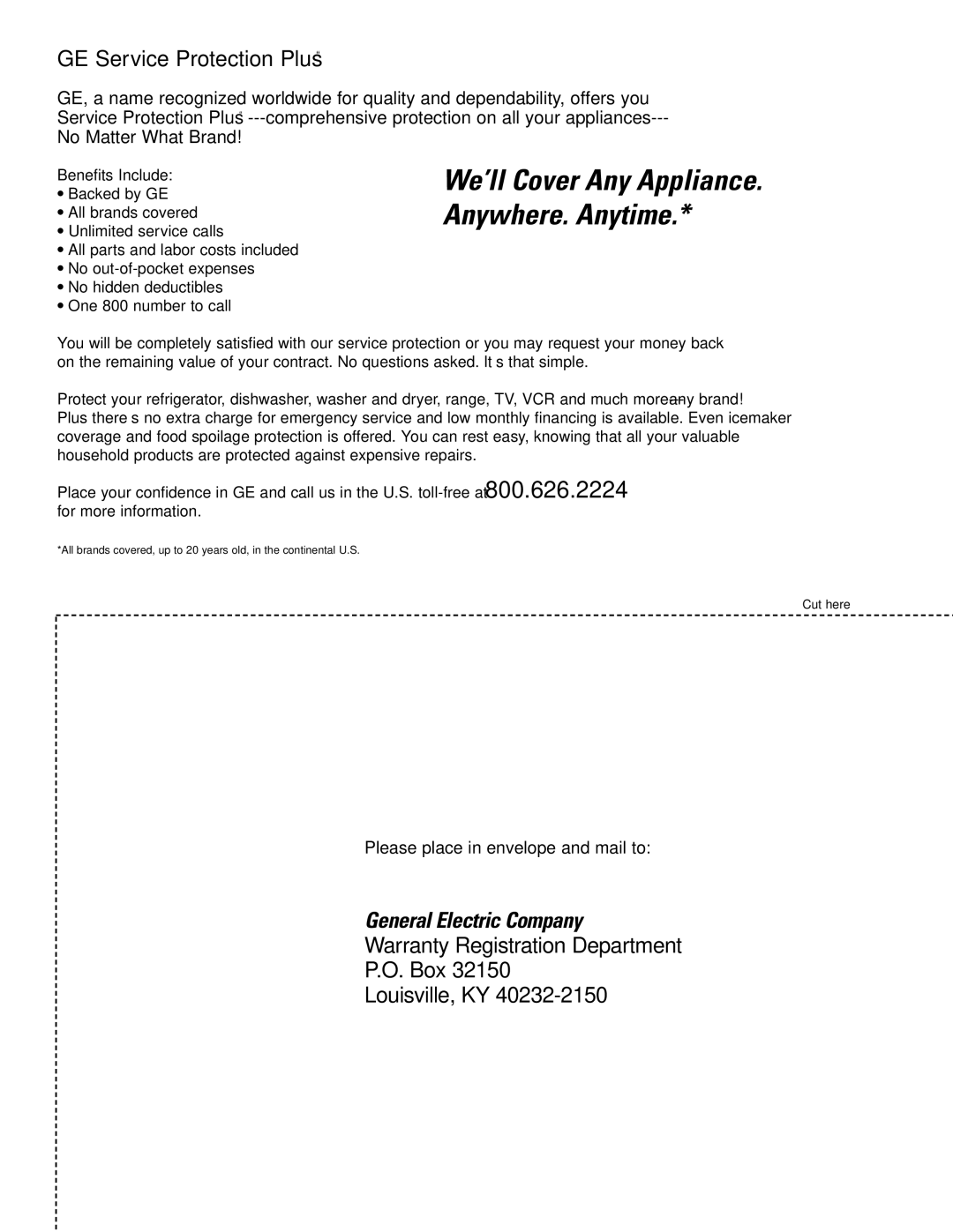 GE AEH25*, AEM25*, AEM18*, AEH18* installation instructions We’ll Cover Any Appliance. Anywhere. Anytime 