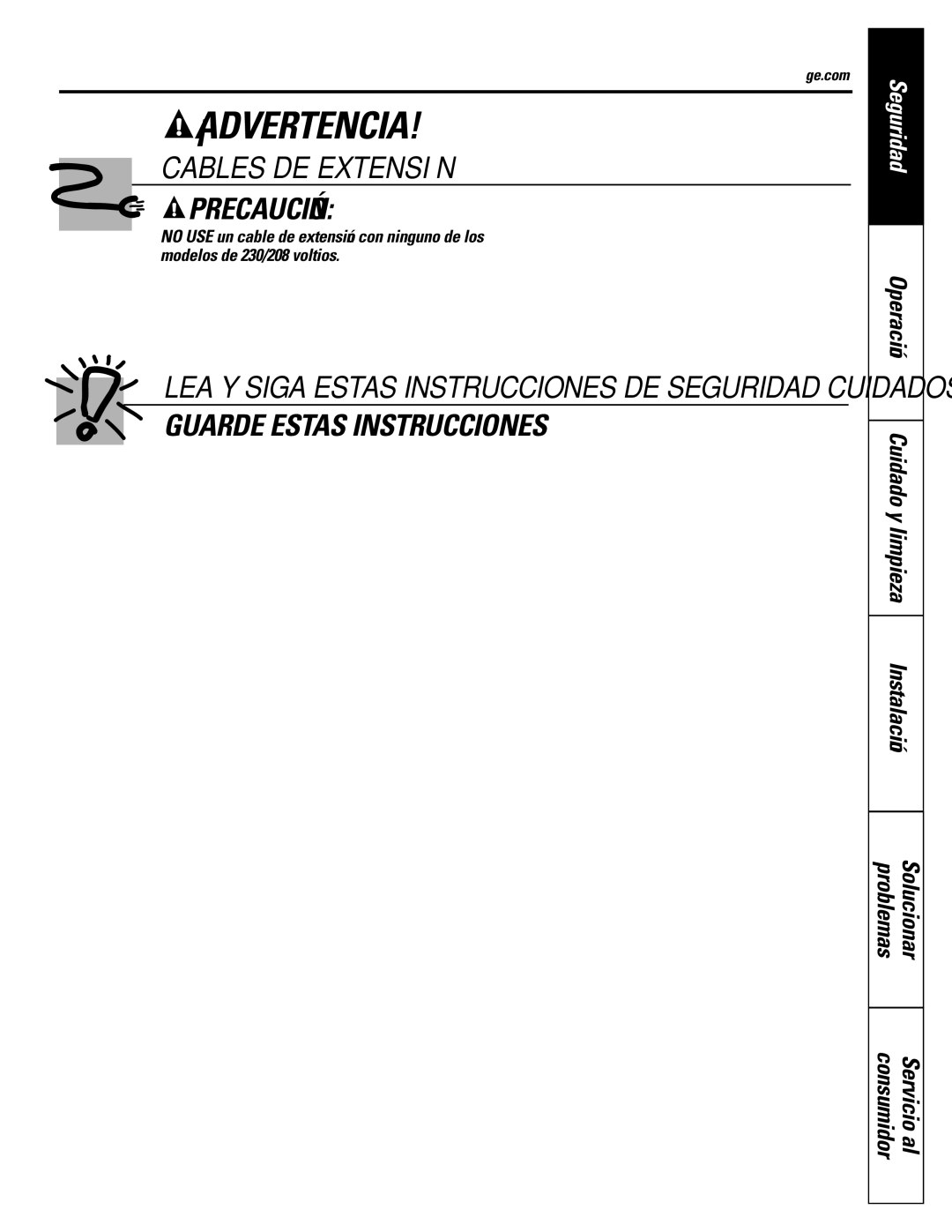 GE AEH18*, AEM25*, AEH25*, AEM18* installation instructions ¡Advertencia 