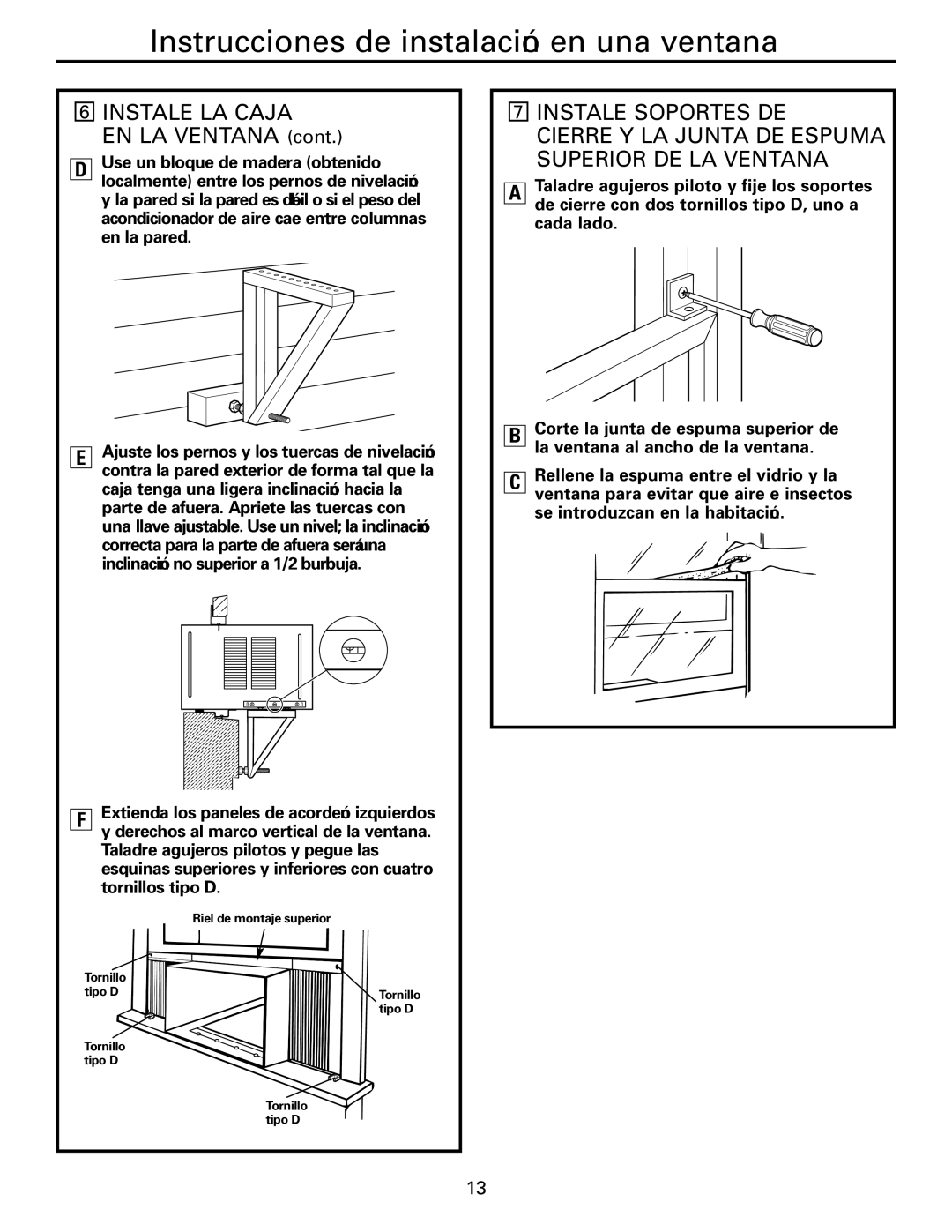 GE AEH25*, AEM25*, AEM18*, AEH18* installation instructions Instale LA Caja, Instale Soportes DE 