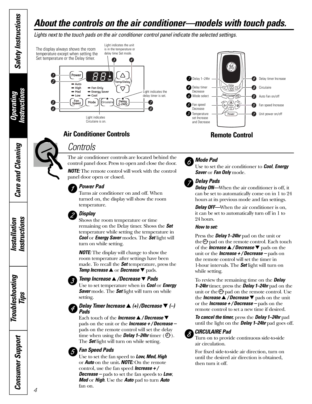 GE AEM25*, AEH25*, AEM18*, AEH18* installation instructions Safety Instructions, Care and Cleaning, Support, Consumer 