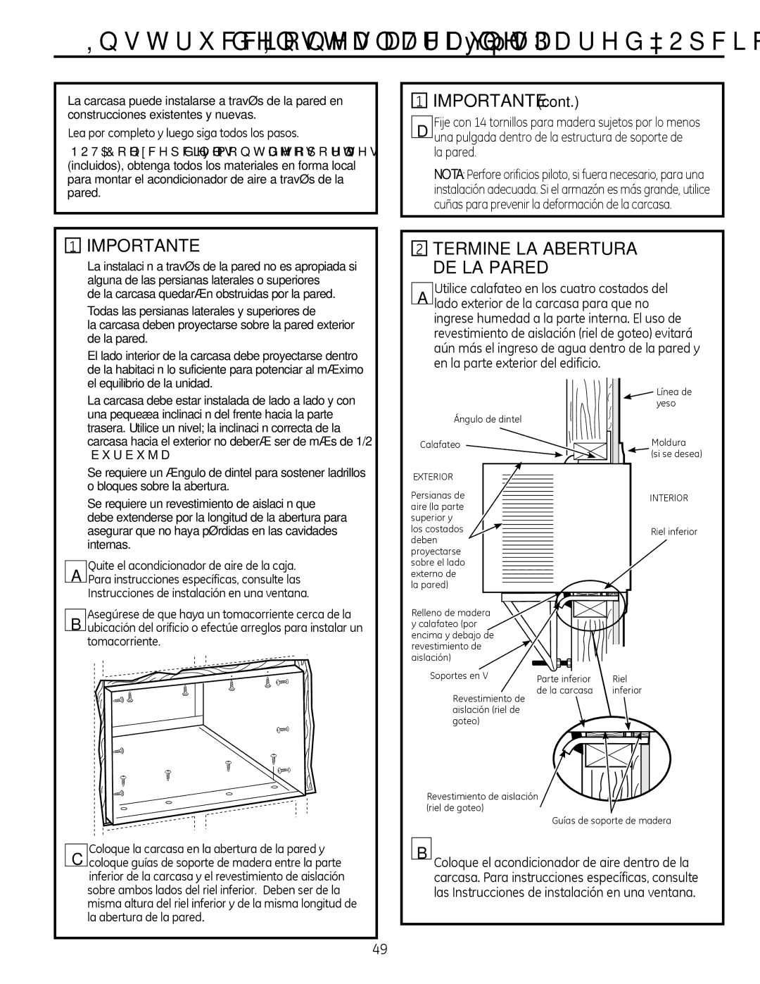 GE AEM2, AEQ2 Importante, Lea por completo y luego siga todos los pasos, Instrucciones de instalación en una ventana 