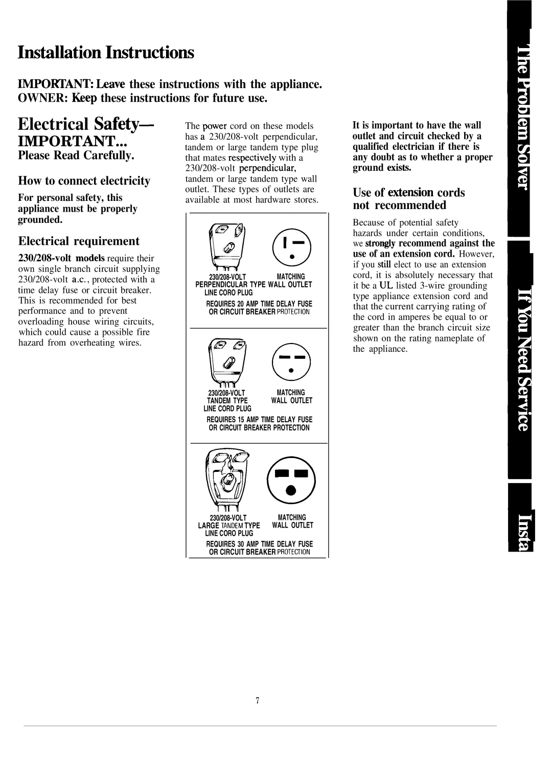 GE AED18, AES23, AES15, AES18 Imtallation Imtructiom, Electrical Safetv, Please Read Carefully How to connect electricity 