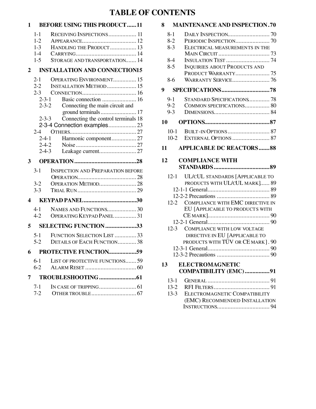 GE AF-300, C11 manual Table of Contents 