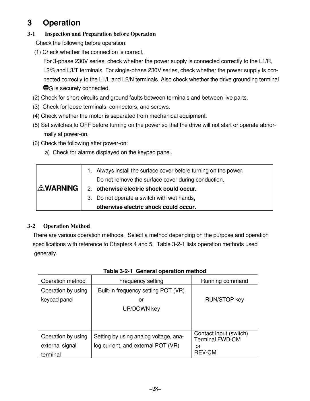 GE AF-300, C11 manual Inspection and Preparation before Operation, Operation Method, General operation method 