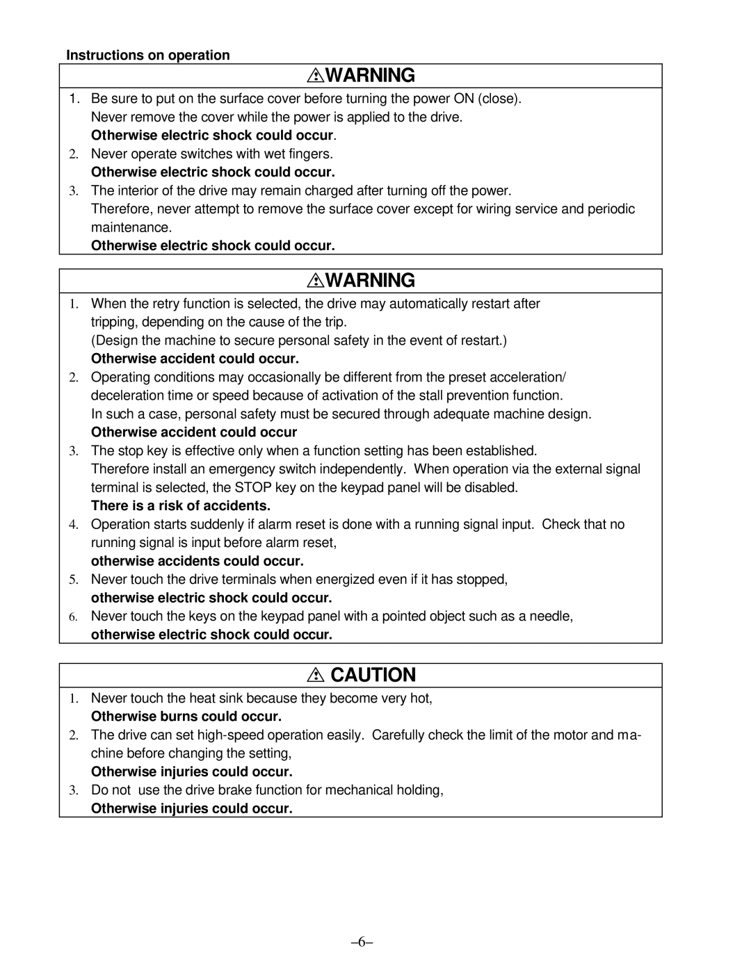 GE AF-300, C11 manual Instructions on operation, Otherwise accident could occur, There is a risk of accidents 