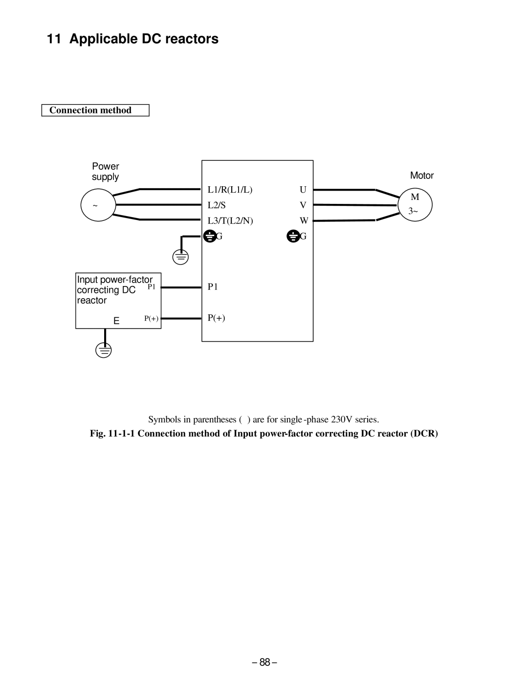 GE AF-300, C11 manual Applicable DC reactors, Connection method 