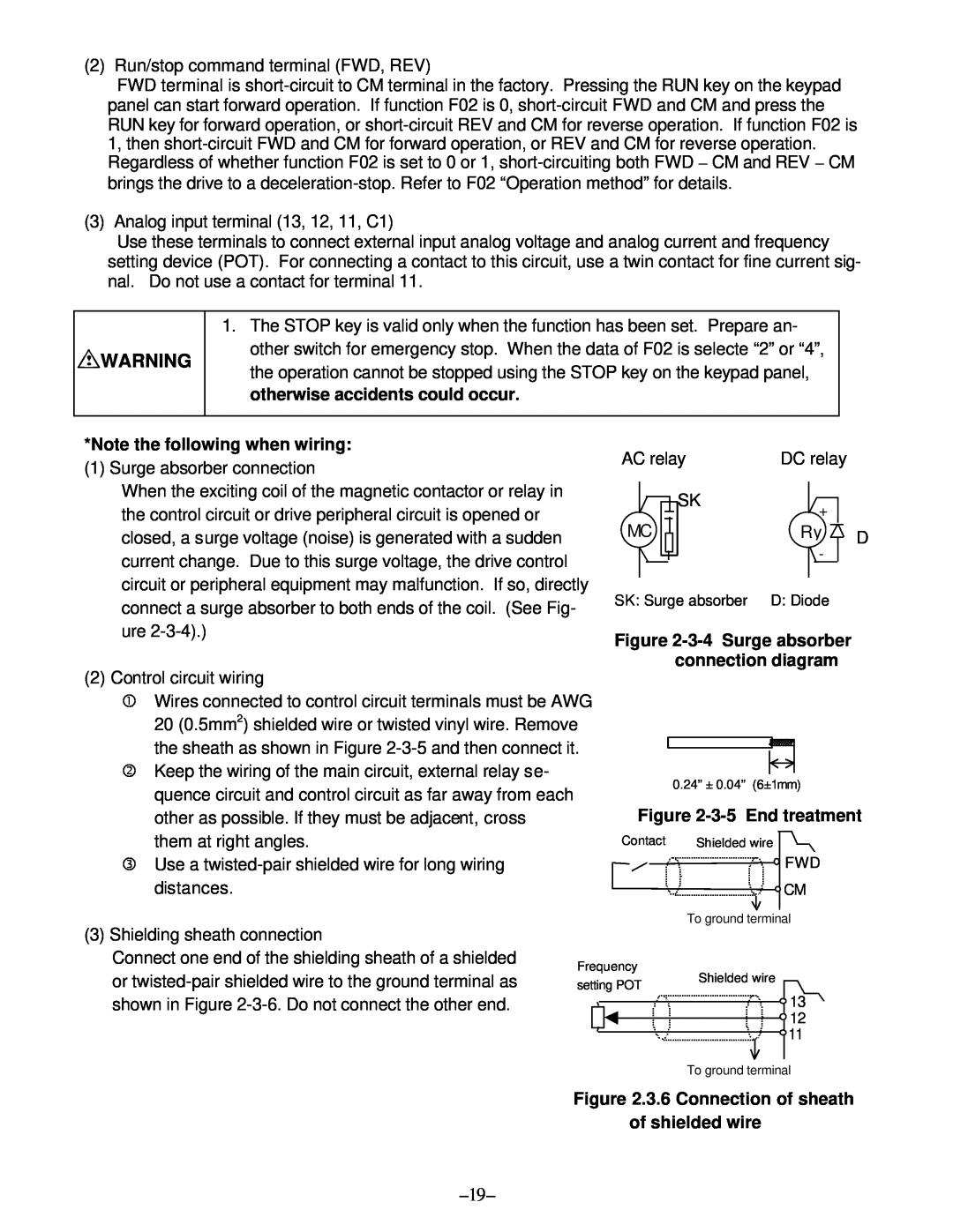 GE C11, AF-300 manual Note the following when wiring, 3-4 Surge absorber connection diagram, 3-5 End treatment 