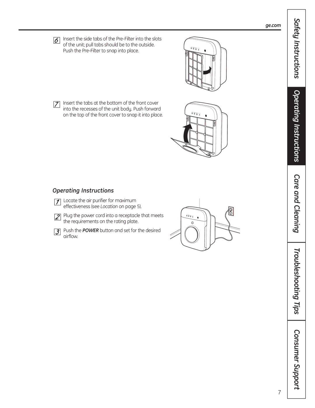 GE AFHC09AM owner manual Operating Instructions 