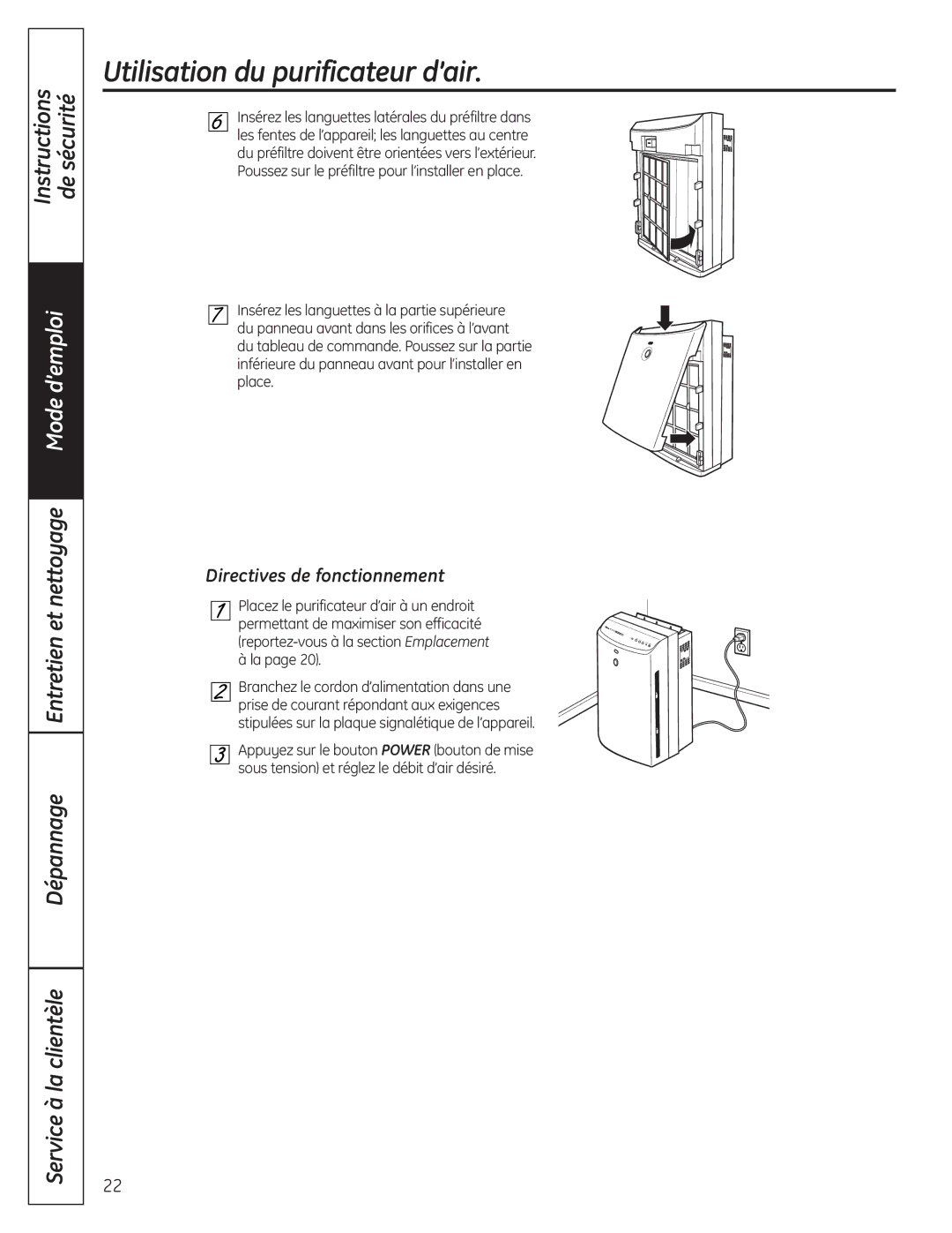 GE AFHC32AM, AFHC21AM owner manual Entretien et nettoyage OperatingMode d’emploiInstructions, Directives de fonctionnement 