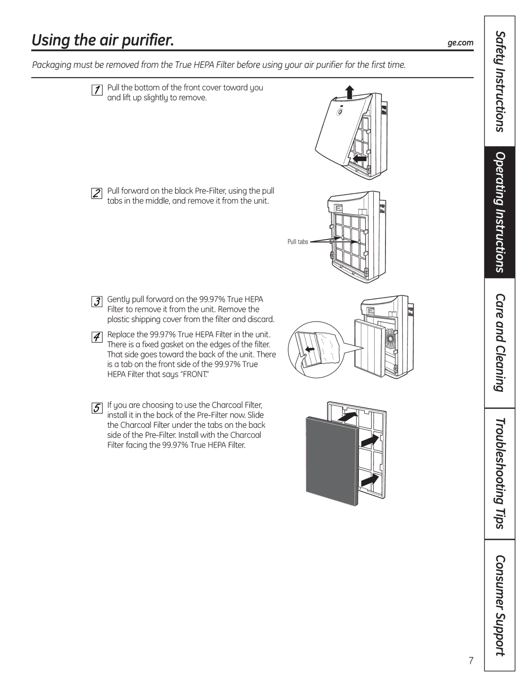 GE AFHC21AM, AFHC32AM owner manual Using the air purifier 