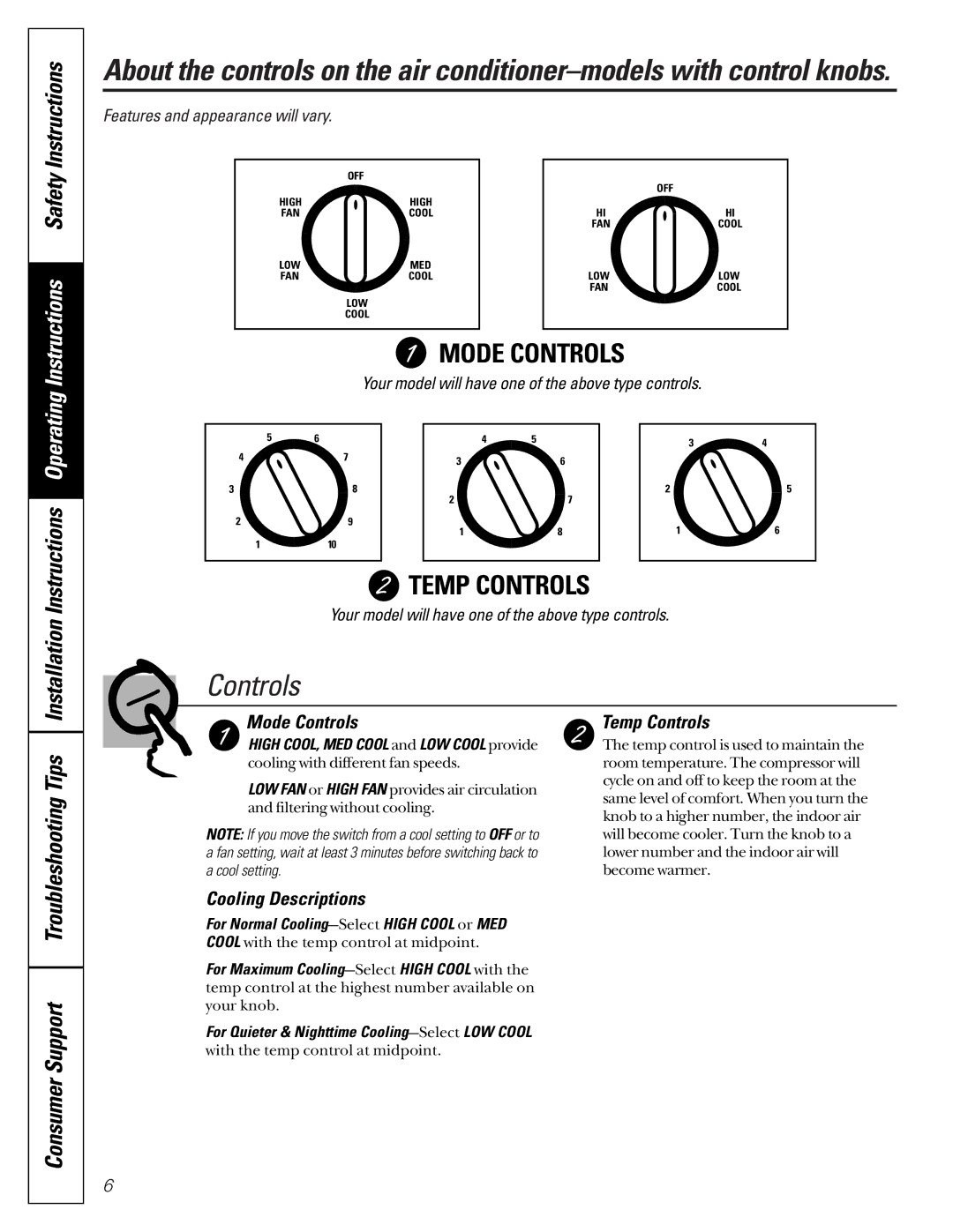 GE AG_07 operating instructions Instructions, Installation, Consumer Support 