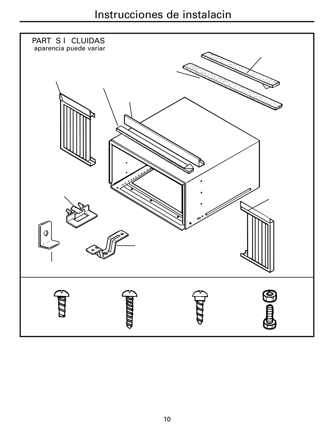 GE AGF06, AGF08, AGF14, AGF12, AGF10 installation instructions Instrucciones de instalación, Partes Incluidas 