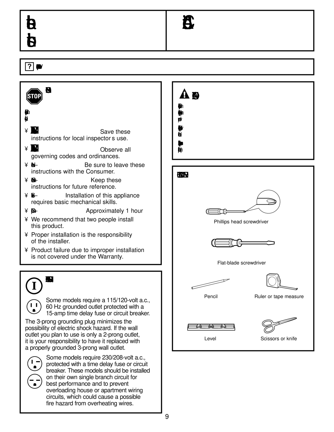 GE AGF10, AGF06, AGF08, AGF14, AGF12 installation instructions Before YOU Begin, Electrical Requirements, Tools YOU will Need 