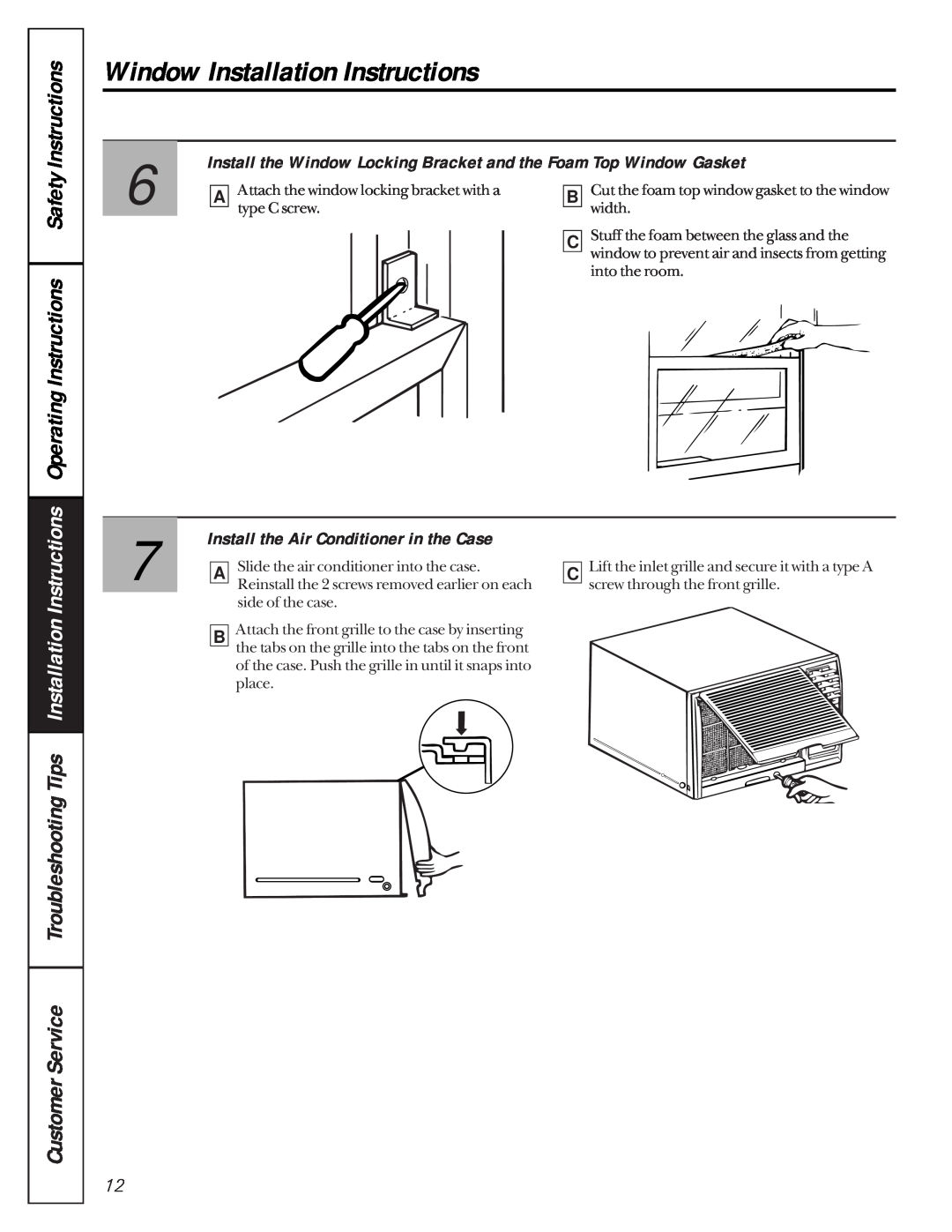 GE AGH08 OperatingInstructions SafetyInstructions, TroubleshootingTips Installation Instructions, CustomerService 