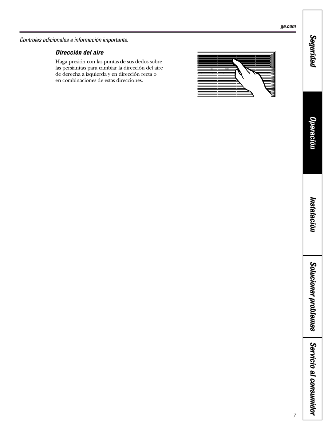 GE AGM05 owner manual Operación 