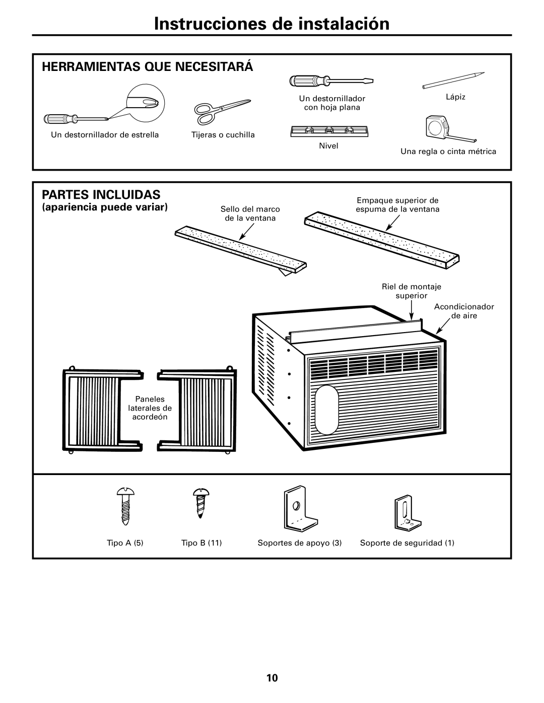 GE AGM05 owner manual Herramientas QUE Necesitará, Partes Incluidas 