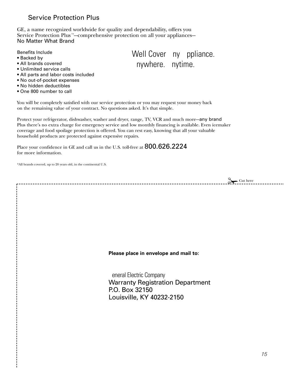 GE AGM24 operating instructions We’ll Cover Any Appliance. Anywhere. Anytime 