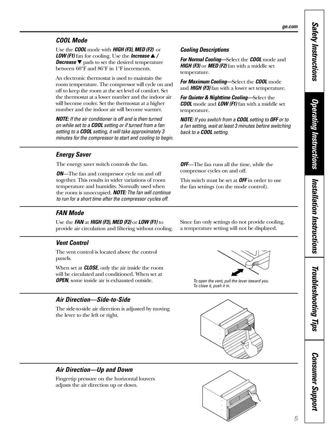 GE AGM24 operating instructions Tips Consumer Support 