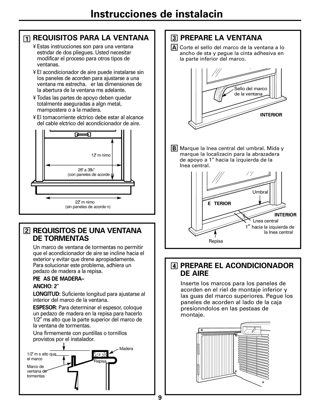 GE AGP07 operating instructions Requisitos Para LA Ventana, Requisitos DE UNA Ventana DE Tormentas, Prepare LA Ventana 